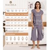 NACHILA Women's Pajamas Set-Viscose Made from Bamboo,Short Sleeve Sleepwear Soft