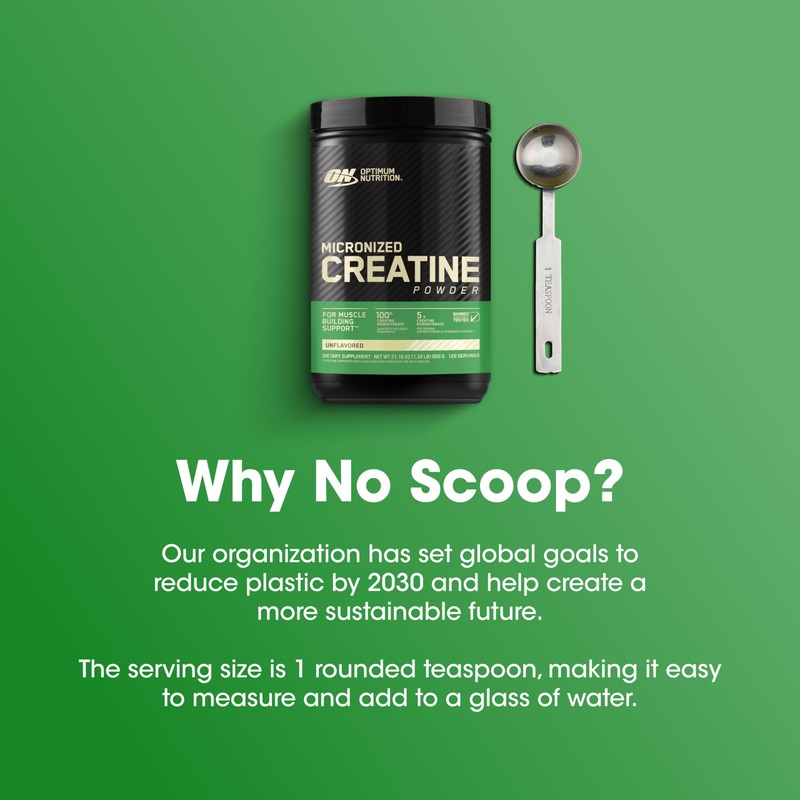 Optimum Nutrition Micronized Creatine Monohydrate Powder, Unflavored, 120 Servings, 600