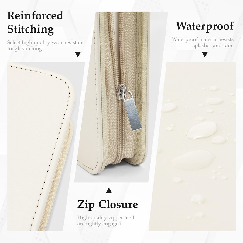 EYROZILL Zippered Leather 3 Ring Binder Organizer with Pockets –