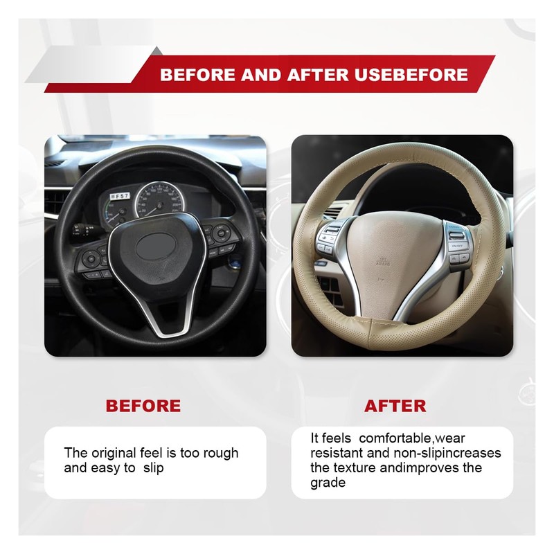 ZIMISI Genuine Leather Steering Wheel Cover, DIY Sewing Steering Wheel