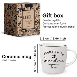 Kinkiii Promoted To Grandparents Again 2027 Mug Set, Pregnancy Announcement for Grandparent Again 2027 Mug Set, Grandma And Grandpa Ceramic Mugs, Grandma And Grandpa Announcement Gifts 13Oz