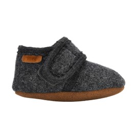 SKOV Wool Booties Slippers for Boys Girls Unisex Toddler Baby Infant Child with Leather Sole, Dark Grey
