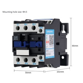 CJX2-3210 AC 220V Magnetic Contactor 1NO 3-Phase 3-Pole Motor Controller Rail Mount Contactor Replacement 220V 32A 50/60 Hz
