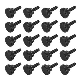 sourcing map M4x14mm Knurled Thumb Screws, Black Steel Flat Head Thumb Screws Zinc Plated Metric Knurled Head Bolts with Shoulder Grip Knobs Hand Tighten Thread Fasteners, 20 Pcs