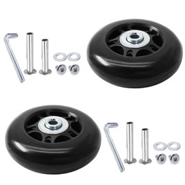 suiwotin 2pcs 80 x 24mm Luggage Wheels Replacement, Black Rubber Suitcase Wheels Replacement Repair Kit, Smooth Luggage Replacement Parts for Carry-on Roller Bag, Suitcase Bag, Trolley Bag