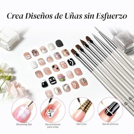 CHERIMOYA Kit 6 Pinceles Nail Art Perla Blanca