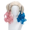 FALAMKA Blue Pink Wig Double Tail Women's Wig Cosplay Costume