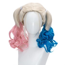 FALAMKA Blue Pink Wig Double Tail Women's Wig Cosplay Costume Halloween
