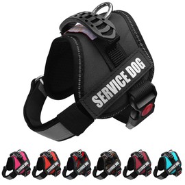 ALBCORP Service Dog Vest Harness – Reflective, No-Pull Harness with Handle & Comfy Mesh Padding – Sizes XXS-XL for Puppies, Small & Large Dogs – 2 Removable Service Patches Included (XS, Pink)