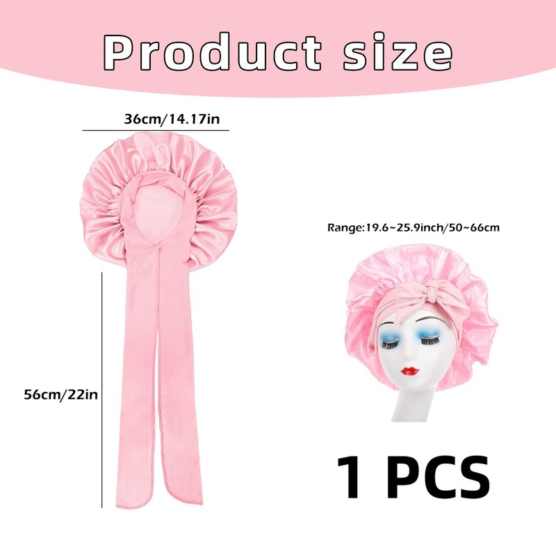 Bonnet Sleep Cap,SchlafmüTze,Bonet,Bonnet Seide,Haarhaube für Die Nacht,Haarhaube,Duschhaube (Rosa)