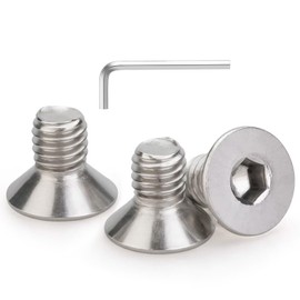 M4 x 8mm 80 Pcs Flat Head Socket Cap Screws, Countersunk Bolts, DIN 7991, 304 Stainless Steel, Fully Threaded, Bright Finish, Allen Hex Drive, Includes Hex Wrench, for Furniture, DIY, 3D Printing