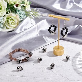 UNICRAFTABLE 10pcs 304 Stainless Steel European Beads Skull Antique Silver Charms Large Hole Loose Beads for Bracelet Necklace Jewelry Making 16x11x12.5mm, Hole 5mm