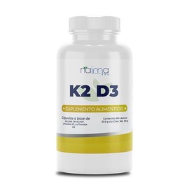 NAIMA K2 D3, 360 Cápsulas | Suplemento Alimenticio 100% Puro y Natural a Base de Vitamina K2 y Vitamina D3 | Apoyo a Huesos Fuertes, Absorción de Calc
