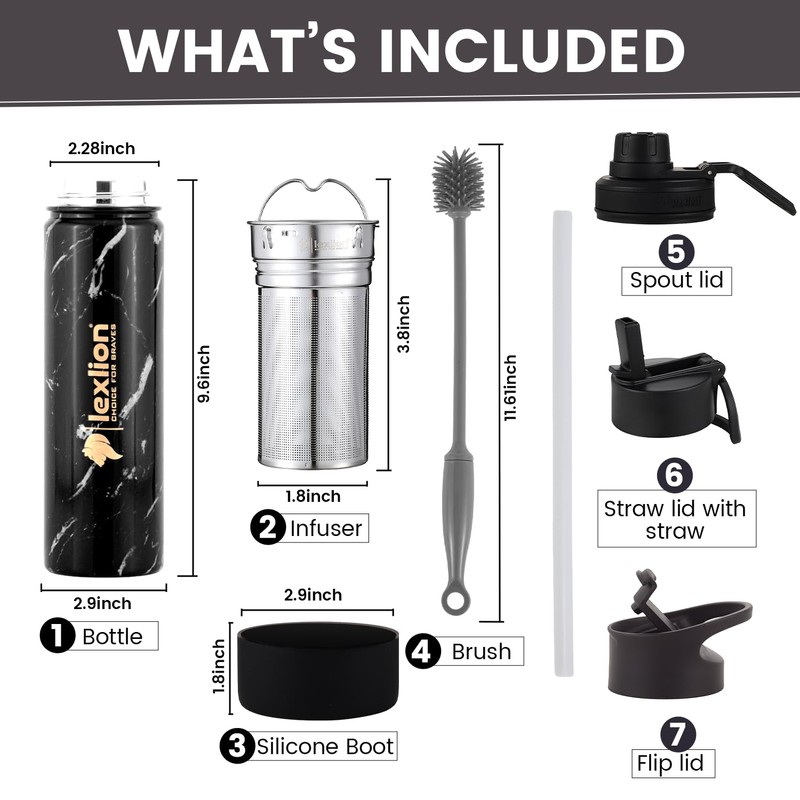 Lexlion Tea Infuser Water Bottle 22 Oz – Triple Wall