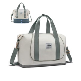 LOVEVOOK Ryanair Hand Luggage, Expandable Hand Luggage Bag for Airplane, Foldable Small Travel Bag, Cabin Travel Bag, Weekender Carry On Luggage for Men and Women, Khaki+Green, Modern