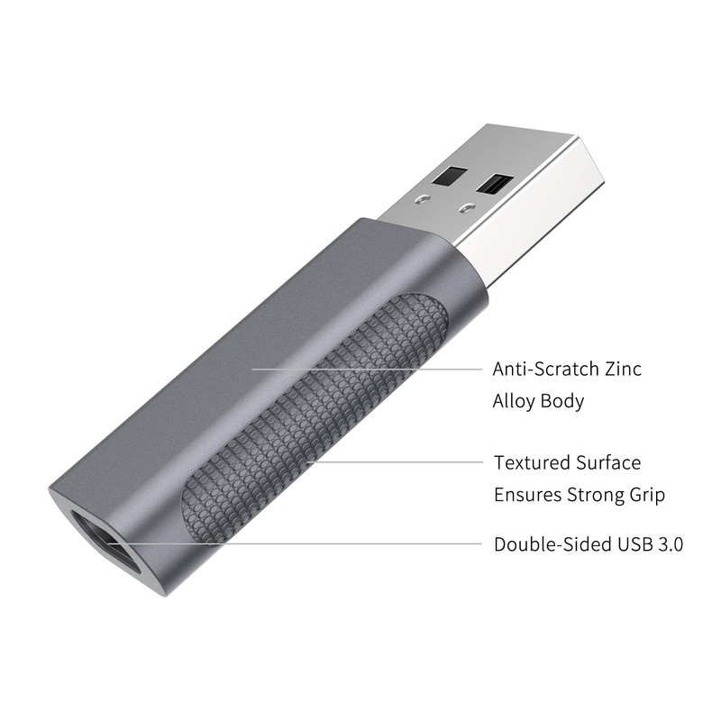nonda - Adaptador USB 3.0 Macho-Hembra, Carga rápida de 3