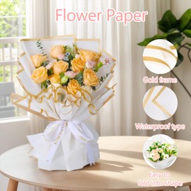 20 Sheets Waterproof Flower Wrapping Paper - Decoration Wrapping Paper, Flowers Arts and Crafts, Gift Packaging or Gift Box Packaging, Florist Bouquet Supplies, 22.8in