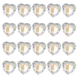 MECCANIXITY 20 Pcs 3D Heart Light Yellow Nail Rhinestones K9 Glass Crystal Rhinestones Pointed Back Crooked Heart Gems for Nail Charm Art DIY Decoration Craft 8x8mm