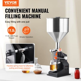 VEVOR Manual Paste Liquid Filling Machine, 5-100ml Adjustable Bottle Filling Machine, Stainless Steel Liquid Filler with 11.5L Hopper for Milk Water Juice Essential Oil Shampoo Cosmetic Honey