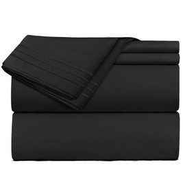 Clara Clark Premier 1800 Series 4pc Bed Sheet Set - Queen, Black