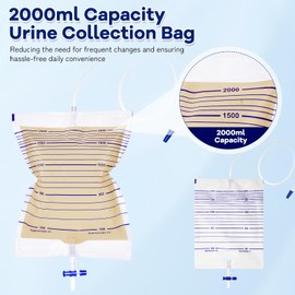 10Pcs 2000ml Urine Collection Bag with 48" Flexible Tube – Anti-Reflux, Leak-Proof Design, Cross-Shaped Drainage Valve for Convenient Use at Home or On The Go