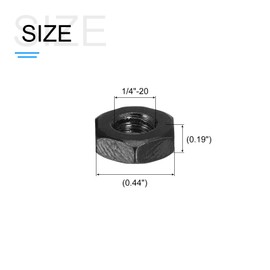METALLIXITY Hex Nuts (1/4"-20) 50Pcs, Carbon Steel Coarse Thread Black Oxide Hexagon Nut Hardware - for DIY Home Repair Machinery, Black