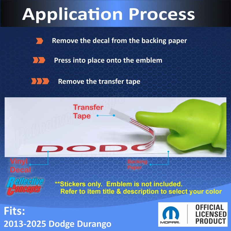 Dodge Grille Emblem Overlay Decal - 2013-2025 Durango - (Color: