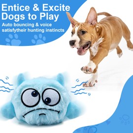 Moorstdel Interactive Dog Toy With Bouncing and Squeaking Ball, Washable Plush Cover, and Auto-Close Feature - Perfect Pet Toy for Boredom and Playtime
