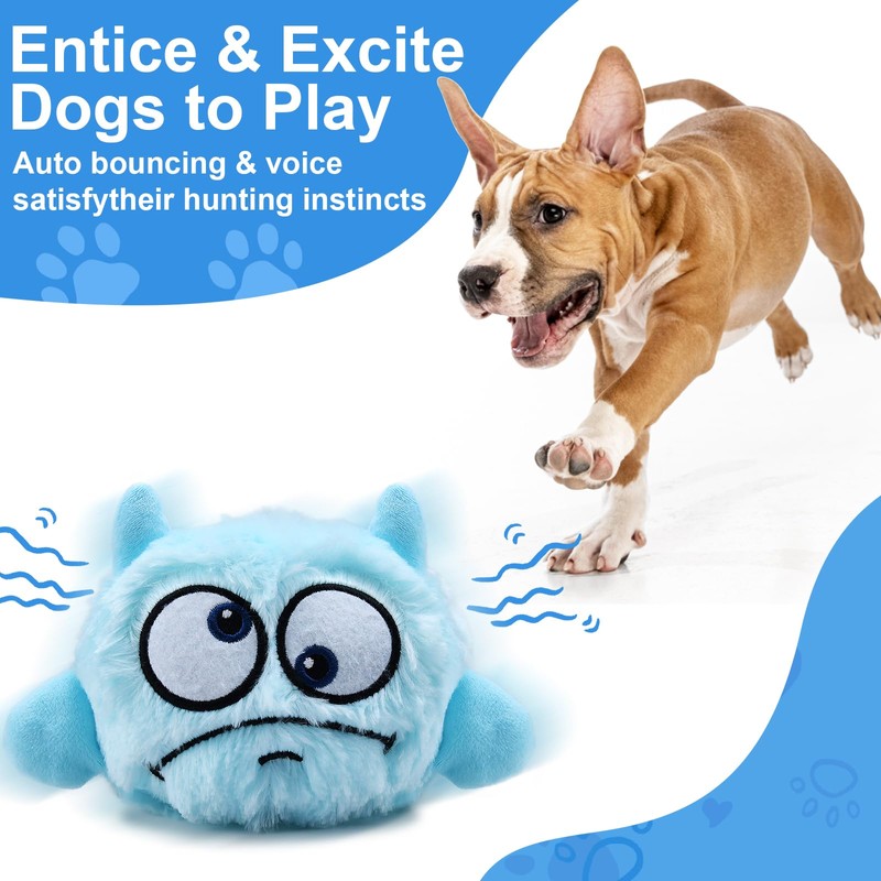 Moorstdel Interactive Dog Toy With Bouncing and Squeaking Ball, Washable