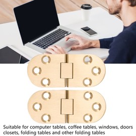 Foldable Folding Hinge, 180 Degree Round Edges Sewing Machines Table Hinge, Brass Flap Hinge with Screws for Folding Furniture Sewing Machine, Pack of 2 (2.0 mm/0.08 Inch)