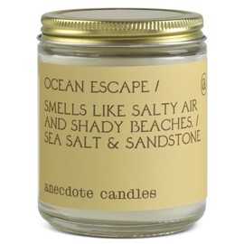 Anecdote Candles ‘Ocean Escape' Coconut Soy Wax Candle | Premium Hand Poured & Long Burning | Sea Salt & Sandstone Scent | Phthalate-Free | for Home, Office, Gift - 7.8 Oz
