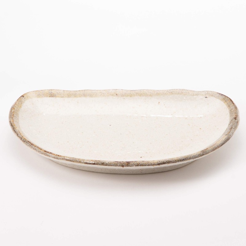 Mino Ware K51228 Shirokaratsu Half Moon Plate