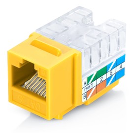 Everest Media Solutions 90° Angled CAT6 Keystone Jack in Yellow - Slim Profile RJ45 Ethernet Connector - Compatible with 90° Angled Speed Termination Tool - easyJACK (B094WB91H3) - 10-Pack