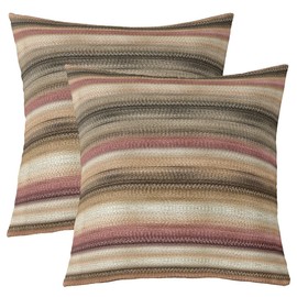 Feelyou Western Tribal Geometric Throw Pillow Covers 16"x16" Set of 2 Soft Brown Southwest Throw Pillowcases for Strip Lines Pillow Cases Cushion Covers Exotic Style Brown Cushion Cases Room Decor