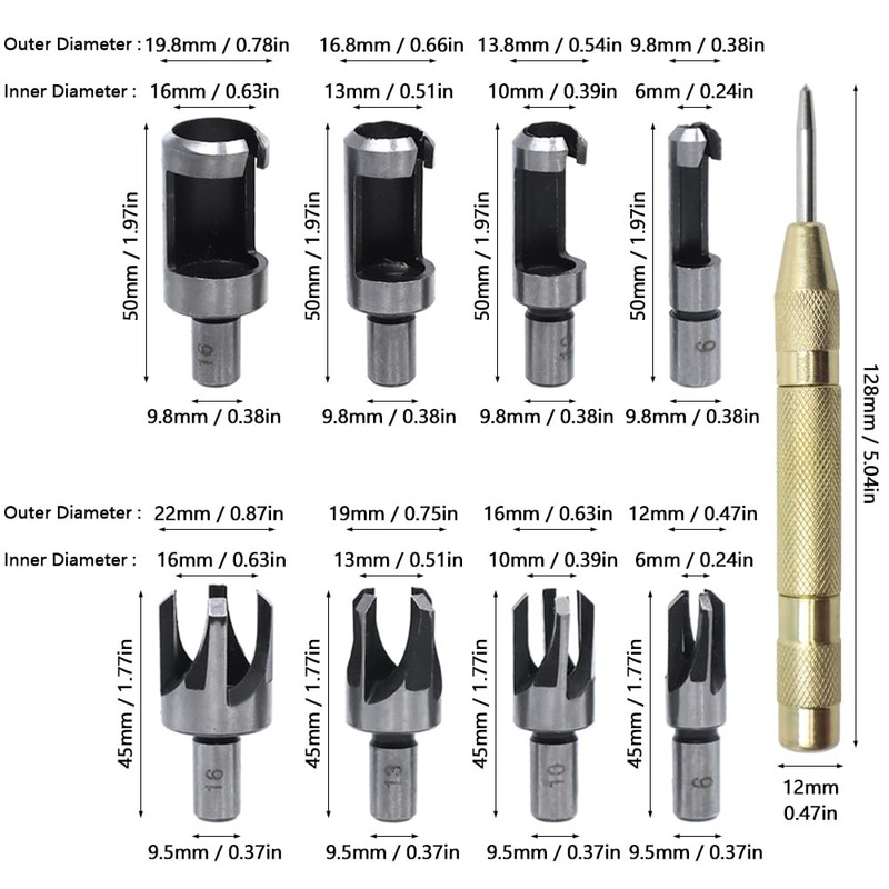 GYSRXS 23 Piece Countersink Drill Bit Set 6×Countersink 7×Trend Drill