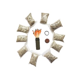 egreen Emergency Fire Starter Magnesium 10 Bags Ferro Rod Striker Weatherproof Matches Jute Rope for Camping Hiking Bushcrat Ourdoor Survival (20 Bags Magnesium + Matches)