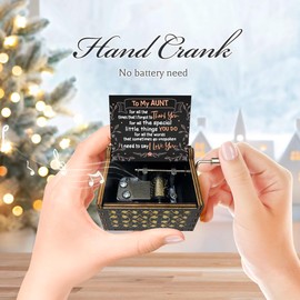 Zpvuklkl Music Box Gifts for Aunt from Niece/Nephew, I Love You Auntie Gifts You are My Sunshine Hand Crank Wooden Musical Boxes for Aunt on Birthday Christmas Mothers Day Black