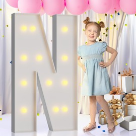 imprsv Marquee Light Up Letters, 4FT Marquee Letters Mosaic Light up Letters for Balloons for Birthday Wedding Engagement Party Decor, Large Marquee Letters for Party Decoration Arch Kit, Letter N