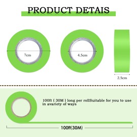 Hubaow 6 Pack Green Flagging Tape, Non-Adhesive Plastic Ribbon Neon Marking Roll,1inch*600ft, Marking Tape for Tree Marking, Hunting, Boundaries Hazardous Areas,Trail Marking, Workplace Use