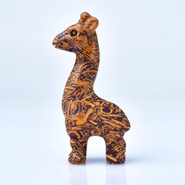 WUYOUSHI Natural Golden Silk Jade Crystal Giraffe Statue 2.36" Healing Crystal Handmade Sculpture Christmas ​Thanksgiving Pocket Statues Reiki Meditation Home Decoration GIF