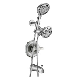 Ultrimkit 5" Dual Shower Faucet Compatible with 13/14 Series Tub Trim Kit, High Pressure Round Rain Shower Head& Handheld Set Faucet System, Brushed Nickel (Valve& Catridge Not Inclued)