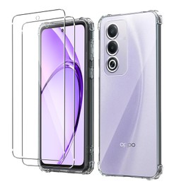 Case for Oppo A80 5G + [2 Pack] Screen Protector, Electro-weideworld Ultra Thin Shockproof Soft TPU Clear Protective Case for Oppo A80