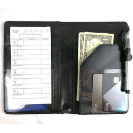 MSP Waitress Wallet with Zipper Pocket | Customizable Server Book | Server Pad Holder with Photo Insert Sleeve in PU Leather for R/L Handed (350 Black)