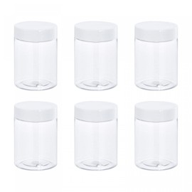 sourcing map Round Plastic Jars with White Screw Top Lid, 3oz/ 100ml Wide-mouth Clear Empty Containers for Storage, Organizing 6Pcs