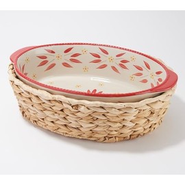 Temp-tations by Tara Temp-tations 3 Qt Oval Baker with Banana Grass Basket (Old World Red)