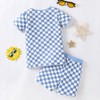 OPAWO Toddler Boy Pajamas Checkered T-Shirt and Shorts 2 Piece