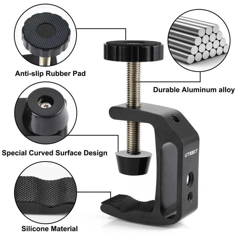 UTEBIT Universal C-Clamp for Desktop Mount Holder, 3.7"-5.7" C-Clamp Aluminum
