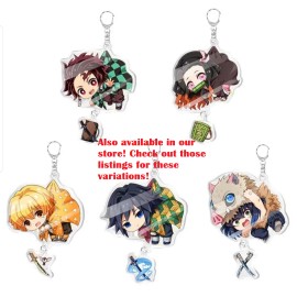 Unbranded Demon Slayer Kimetsu no Yaiba GIYU Anime Chibi Mascot Acrylic Keychain Charm Art