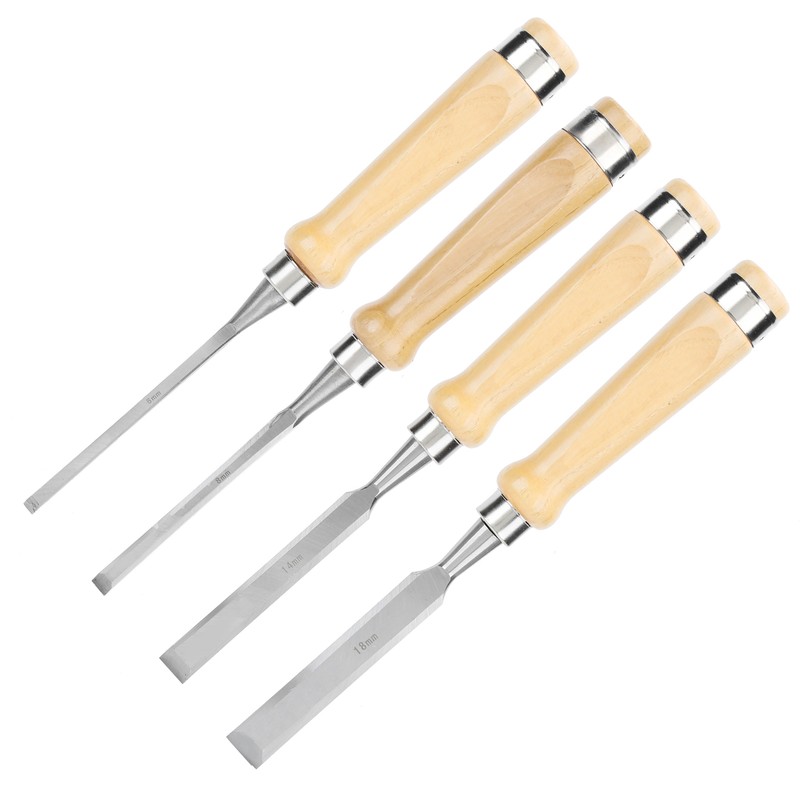 4pcs/set Wood Carving Chisel Flat Blade DIY Woodworking Hand Tool