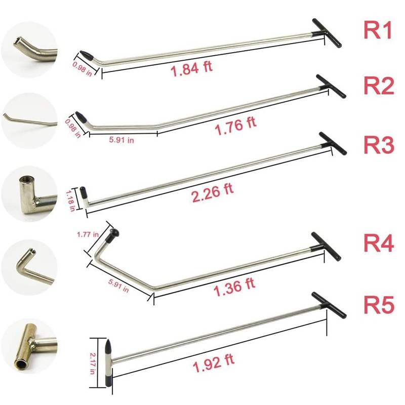 JMgist Rods Tools Paintless Dent Repair Kits with 8 Taper